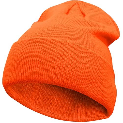 VIAUMBR Beanie Mütze Wintermütze Herren Damen Strickmütze Winter Mütze Beanie Hat Sportmütze Strick Bündchen Thermo Weich Atmungsaktiv Klassische Unisex V048 Neon Orange von VIAUMBR