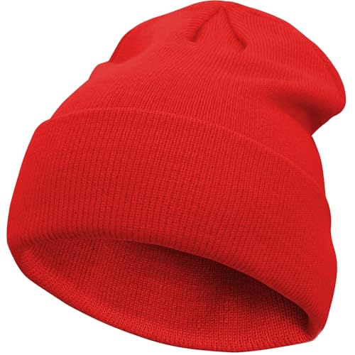 VIAUMBR Beanie Mütze Wintermütze Herren Damen Strickmütze Winter Mütze Beanie Hat Sportmütze Strick Bündchen Thermo Weich Atmungsaktiv Klassische Unisex V048 Rot von VIAUMBR