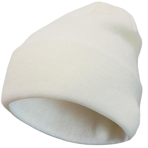 VIAUMBR Beanie Mütze Wintermütze Herren Damen Strickmütze Winter Mütze Beanie Hat Sportmütze Strick Bündchen Thermo Weich Atmungsaktiv Klassische Unisex V048 Weiß von VIAUMBR