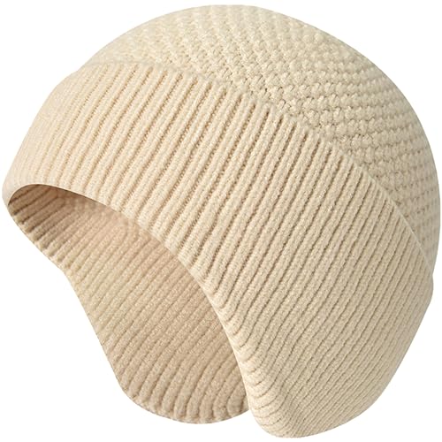 VIAUMBR Wintermütze Herren haube strickmütze Kopfbedeckung Mütze Damen Winter Unisex warme Dicke Skimütze (37 Beige) von VIAUMBR