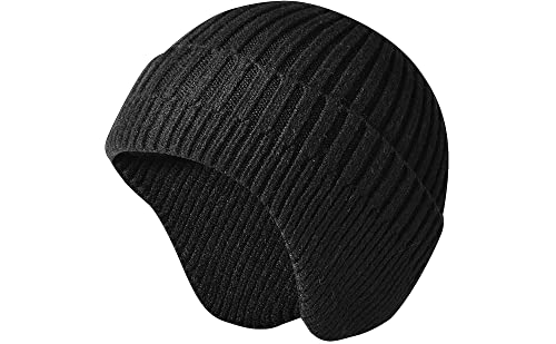 VIAUMBR Wintermütze Herren haube strickmütze Kopfbedeckung Mütze Damen Winter Unisex warme Dicke Skimütze 19 Schwarz von VIAUMBR