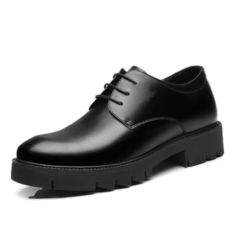 VIBLiSS Aufzug Schuhe Für Männer, 10 cm/ 3.93INCHS Unsichtbare Höhe Zunehmende Leder Formale Kleid Schuhe Lace Up Oxford Schuhe,Black 10cm,42 EU von VIBLiSS