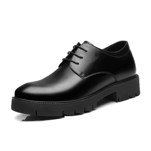 VIBLiSS Aufzugsschuhe Für Herren, 10 cm Höhenerhöhende Lederschuhe, Formelle Abendschuhe, Schwarzes Echtes Leder, 3,93 Zoll Größer,Black 10cm,38 EU von VIBLiSS