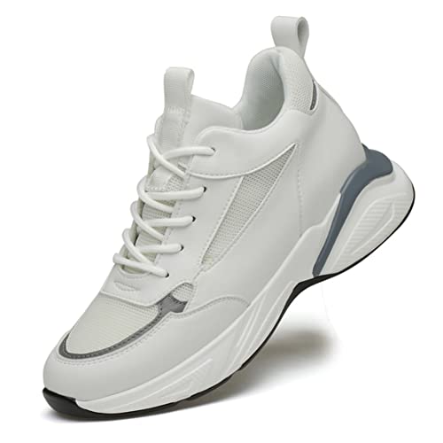 VIBLiSS Aufzugsschuhe Für Herren, Leichter, Unsichtbarer, Höhenerhöhender Schuh, Lässige, Bequeme Wanderschuhe,White 8cm,42 EU von VIBLiSS