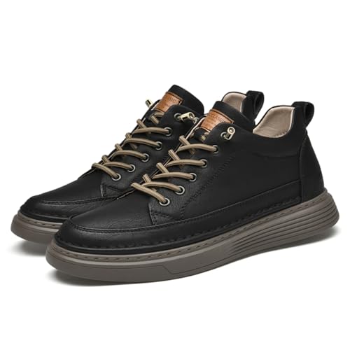 VIBLiSS Elevator Sneakers Für Herren. Slip-On Büroschuhe Mode Freizeitschuhe Bequeme Leder Höhenerhöhende Schuhe,Schwarz,42 EU von VIBLiSS