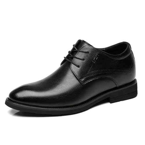 VIBLiSS Herren Aufzug Schuhe Leder Höhe Erhöhung Oxfords Formelle Business Hochzeit Schnürschuhe Für Smoking Kleid,8cm Black,41 EU von VIBLiSS