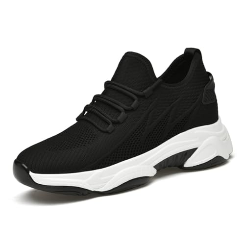 VIBLiSS Herren Aufzug Schuhe Unsichtbare Höhe Heben Höhere Schuhe Casual Mesh Breathable Walking Sneakers für Männer,2.36inchs(6cm) Black,40 EU von VIBLiSS