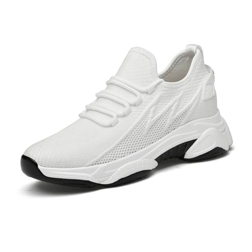 VIBLiSS Herren Aufzug Schuhe Unsichtbare Höhe Heben Höhere Schuhe Casual Mesh Breathable Walking Sneakers für Männer,2.36inchs(6cm) White,41 EU von VIBLiSS