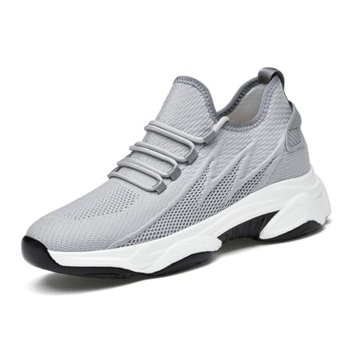 VIBLiSS Herren Aufzug Schuhe Unsichtbare Höhe Heben Höhere Schuhe Casual Mesh Breathable Walking Sneakers für Männer,3.14inchs(8cm) Grey,39 EU von VIBLiSS