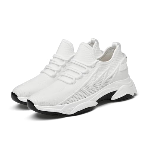 VIBLiSS Herren Aufzug Trainer Versteckte Ferse Turnschuhe Für Männer Leichte Outdoor Casual 3.14' Taller Walking Schuhe,3.14inchs(8cm) White,41 EU von VIBLiSS