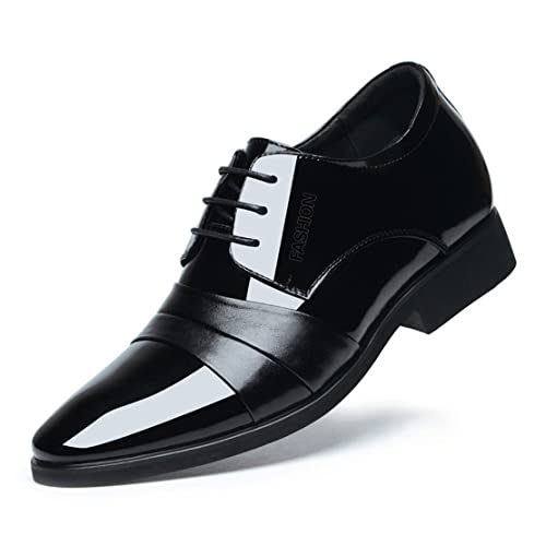 VIBLiSS Herren-Aufzugsschuhe, Unsichtbare, Höhenerhöhende Büro-Kleiderschuhe Mit Spitzer Zehenpartie,Black 8cm,40 EU von VIBLiSS