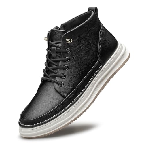 VIBLiSS Herren Aufzugsschuhe 2" höher Schnür- und Slipper-Stil High-Top lässige Eleganz-Schuhe mit unsichtbarer Höhe vergrößernder Innensohle,5cm Black,38 EU von VIBLiSS