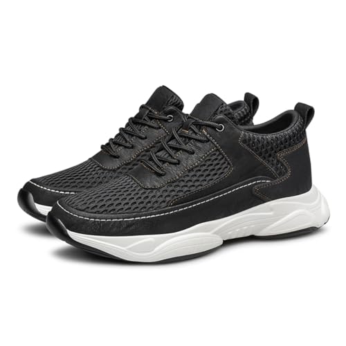 VIBLiSS Herren Casual Aufzug Turnschuhe Leichtes Mesh 3,14 Zoll Höhere Schuhe rutschfeste Leichte Wanderschuhe Für Männer,3.14inchs(8cm) Black,39 EU von VIBLiSS
