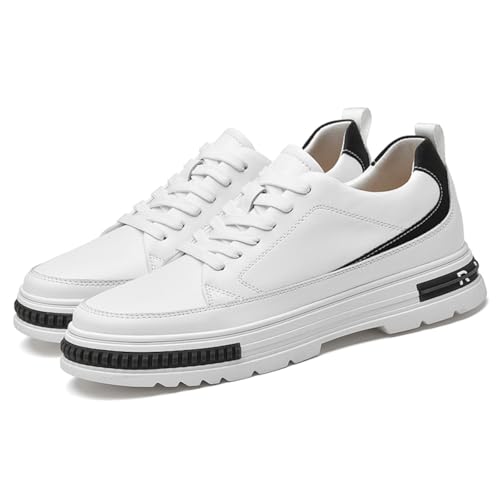 VIBLiSS Herren Damen Aufzug Schuhe rutschfeste Höhe Erhöhung Boosting Walking Formale Turnschuhe Leicht 2 Zoll /5Cm Größer,Weiß,41 EU von VIBLiSS