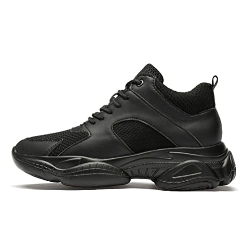 VIBLiSS Herren Elevator Sneakers, Unsichtbare Höhenerhöhende Sportschuhe 3,14 Zoll Größere Wanderschuhe,Schwarz,41 EU von VIBLiSS