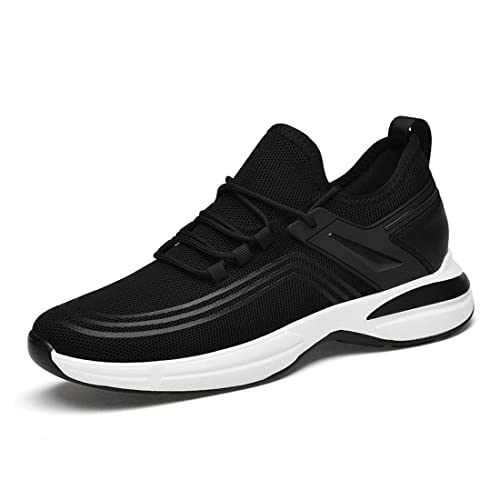 VIBLiSS Herren-Elevator-Trainer, Unsichtbare, Höhenerhöhende Schuhe, Leichte, Lässige Wanderschuhe Mit Schnürung,Black 8cm,41 EU von VIBLiSS