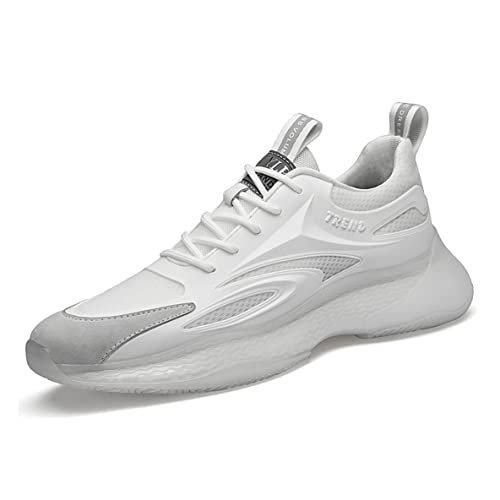 VIBLiSS Herren-Elevator-Trainer, Unsichtbare, Höhenerhöhende Schuhe, Leichte, Lässige Wanderschuhe Mit Schnürung,White 8cm,40 EU von VIBLiSS