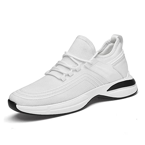 VIBLiSS Herren-Elevator-Trainer, Unsichtbare, Höhenerhöhende Schuhe, Leichte, Lässige Wanderschuhe Mit Schnürung,White 8cm,43 EU von VIBLiSS