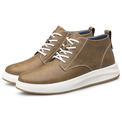 VIBLiSS Herren Frauen Aufzug Schuhe Leichte High Top Turnschuhe Leder Casual Wanderschuhe Mit Einlegesohlen Zur Erhöhung Der Höhe ﻿﻿,Brown 1,39 EU von VIBLiSS