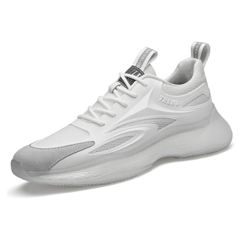 VIBLiSS Herren Freizeit Unsichtbare Höhenverstellbare Aufzugsschuhe Mode Atmungsaktive Polstersneaker,5cm White,37 EU von VIBLiSS