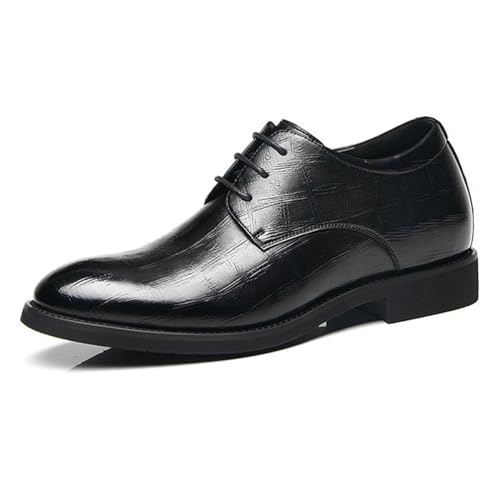 VIBLiSS Herren Größere Oxfords Höhe Erhöhen Aufzug Formelle Anzugschuhe Leder Schnürschuhe Business-Schuhe rutschfeste Büro-Hochzeitsschuhe,6cm Black,41 EU von VIBLiSS