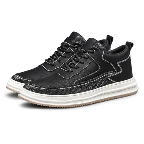 VIBLiSS Herren High Top Aufzug Schuhe Mode Geschäft Arbeit Büro Stiefeletten Schnürung 2 Zoll Größer Unsichtbare Höhe Erhöhen Schuhe,Black 1,42 EU von VIBLiSS