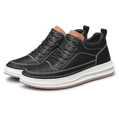 VIBLiSS Herren High Top Aufzug Schuhe Mode Geschäft Arbeit Büro Stiefeletten Schnürung 2 Zoll Größer Unsichtbare Höhe Erhöhen Schuhe,Black 2,40 EU von VIBLiSS