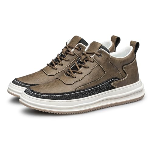 VIBLiSS Herren High Top Aufzug Schuhe Mode Geschäft Arbeit Büro Stiefeletten Schnürung 2 Zoll Größer Unsichtbare Höhe Erhöhen Schuhe,Brown 1,38 EU von VIBLiSS