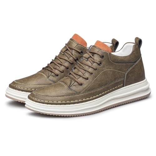VIBLiSS Herren High Top Aufzug Schuhe Mode Geschäft Arbeit Büro Stiefeletten Schnürung 2 Zoll Größer Unsichtbare Höhe Erhöhen Schuhe,Brown 2,40 EU von VIBLiSS