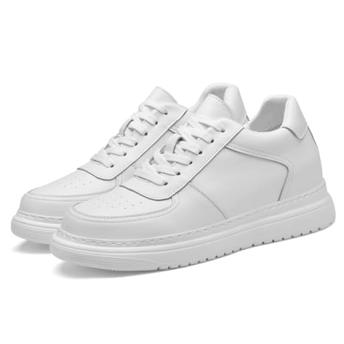 VIBLiSS Herren Höhensteiger Sneakers Casual Unsichtbare Mode Aufzugsschuhe Atmungsaktive Leder Wanderschuhe Tennis Boots,7cm White,40 EU von VIBLiSS