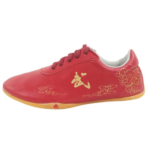VIBLiSS Herren Unisex Martial Art Schuhe Leichte Kung Fu Tai Chi Schuhe rutschfeste Fitness Sport Turnschuhe Chinesische Traditionelle Sportschuhe,Rot,43 EU von VIBLiSS