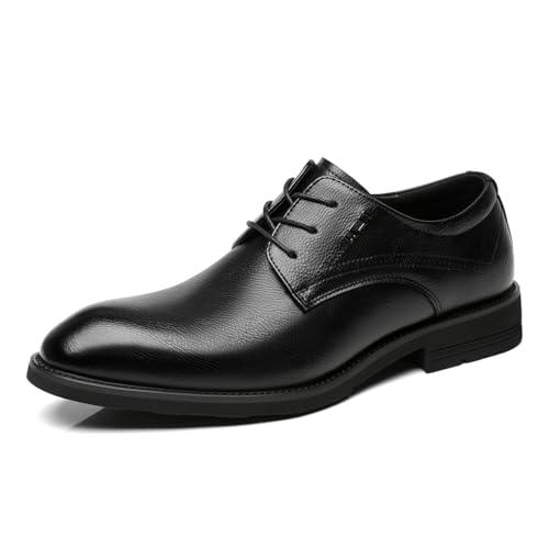 VIBLiSS Herren Unsichtbare Höhe Erhöhung Oxford Kleid Hochzeit Größere Schuhe Leder Klassische Formelle Smoking Aufzug Schuhe,4cm Black,43 EU von VIBLiSS