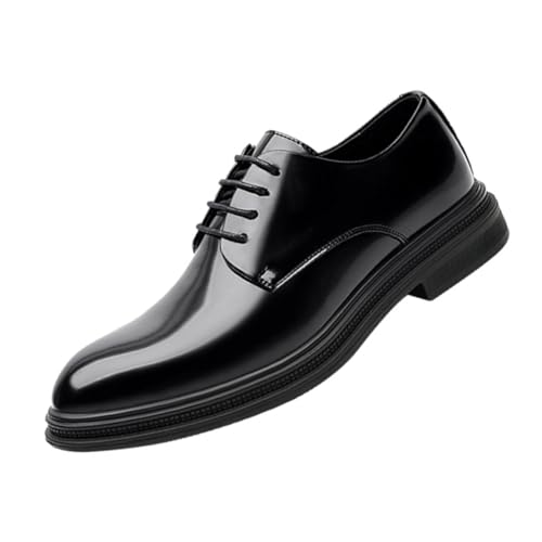 VIBLiSS Herren Unsichtbare Höhe Zunehmende Oxfords Formelle Anzugschuhe Leder Aufzug Business Schuhe rutschfeste Büro Hochzeit Loafer,3.14inchs Black,43 EU von VIBLiSS