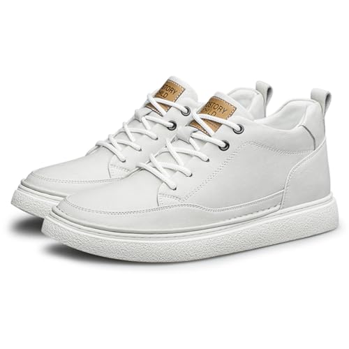 VIBLiSS Herren Unsichtbare Höhenerhöhung Aufzug Schuhe - Leder Schnürkleid Turnschuhe Stilvolle Business Freizeitschuhe Für Männer - 2 Zoll Größer,5cm White,41 EU von VIBLiSS