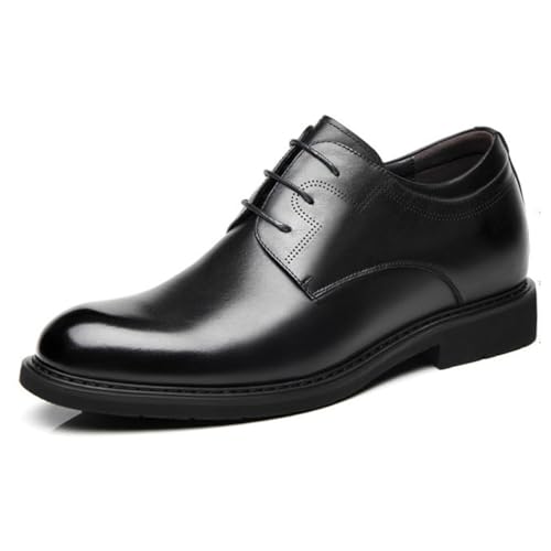 VIBLiSS Herren Unsichtbare Höhenerhöhung Aufzugsschuhe Schnürung Versteckte Ferse Höheres Kleid Business-Schuhe Für Männer,8cm Black,42 EU von VIBLiSS