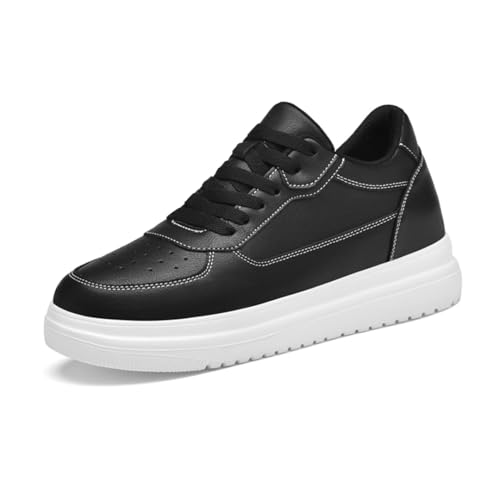 VIBLiSS Herren Unsichtbare Höhenverstellbare Schuhe Leichtgewicht Atmungsaktive Höhensteigernde Sportschuhe Schnürsenkel Modische Auftrieb Sneakers,7cm Black,46 EU von VIBLiSS
