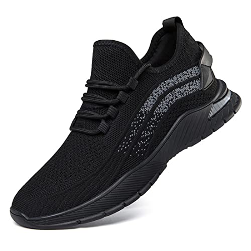 VIBLiSS Höhenerhöhende Aufzugsschuhe Für Herren, Atmungsaktive Netz-Walking-Turnschuhe, Lässige Fitness-Größer-Schuhe,Black 6cm,43 EU von VIBLiSS