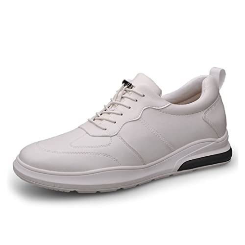 VIBLiSS Höher Werdende Herrenschuhe Mit Aufzug, 8 cm Größere Wanderschuhe, Lässiger, Leichter, Komfortabler Sneaker,White 8cm,40 EU von VIBLiSS