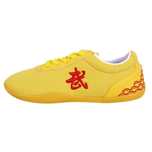 VIBLiSS Leinwand Atmungsaktive Kung Fu Tai Chi Schuhe Leichte Sport Gym Martial Arts Schuhe rutschfeste Wing Chun Walking Turnschuhe,Gelb,36 EU von VIBLiSS