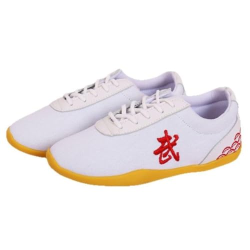 VIBLiSS Leinwand Atmungsaktive Kung Fu Tai Chi Schuhe Leichte Sport Gym Martial Arts Schuhe rutschfeste Wing Chun Walking Turnschuhe,Weiß,39 EU von VIBLiSS