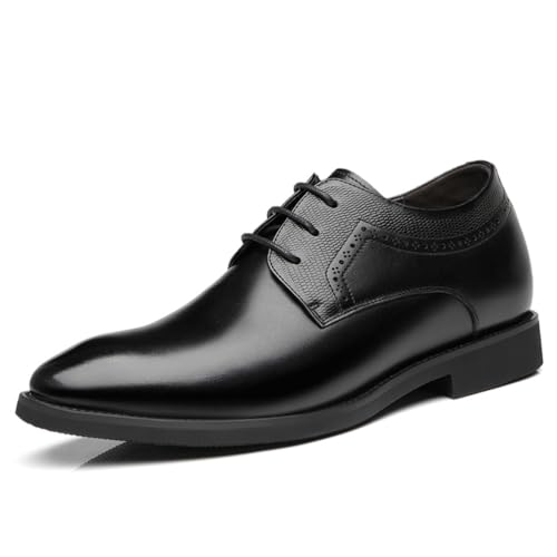 VIBLiSS Männer Spitze Aufzug Schuhe Mode Kleid Leder Schnürung Komfort Höhenförderung Formell Business Oxford,5cm Black,41 EU von VIBLiSS