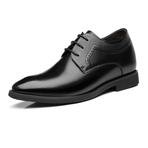 VIBLiSS Männer Spitze Aufzug Schuhe Mode Kleid Leder Schnürung Komfort Höhenförderung Formell Business Oxford,7cm Black,44 EU von VIBLiSS