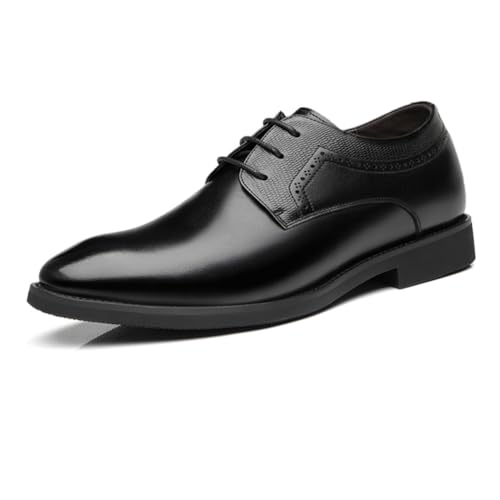VIBLiSS Männer Unsichtbare Höhe Erhöhung Schnürschuhe, Mode Leder Aufzug Oxford Bequem für Freizeit, und Geschäft,4cm/1.5inchs Black,37 EU von VIBLiSS