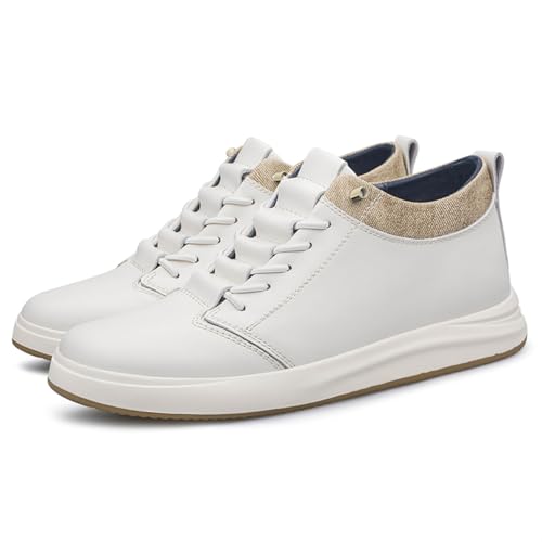 VIBLiSS Unisex Aufzug Schuhe Leder Schnürmode 2 Zoll Unsichtbare Höhenerhöhende Tennis Walking Sneakers Für Männer Und Frauen,Beige 1,40 EU von VIBLiSS