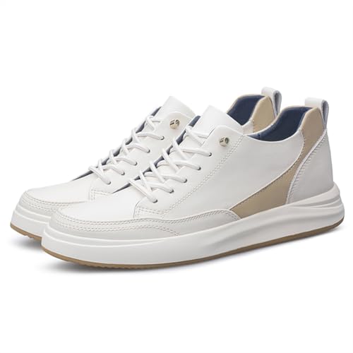 VIBLiSS Unisex Aufzug Schuhe Leder Schnürmode 2 Zoll Unsichtbare Höhenerhöhende Tennis Walking Sneakers Für Männer Und Frauen,Beige 2,43 EU von VIBLiSS