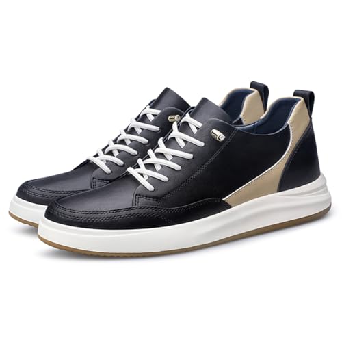 VIBLiSS Unisex Aufzug Schuhe Leder Schnürmode 2 Zoll Unsichtbare Höhenerhöhende Tennis Walking Sneakers Für Männer Und Frauen,Black 2,41 EU von VIBLiSS