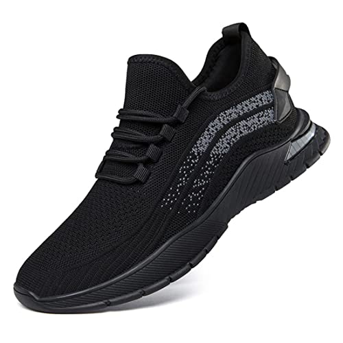 VIBLiSS Unsichtbare, Höhenerhöhende Herrenschuhe Mit Aufzug, Atmungsaktive Hebeschuhe, Lässige Slip-On-Walking-Sportschuhe, 2,36 Zoll,Black 6cm,41 EU von VIBLiSS