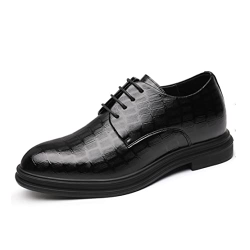 VIBLiSS Unsichtbare, Höhenerhöhende Herrenschuhe Mit Aufzug, Premium-Leder-Business-Schuhe Zum Schnüren, Formelle Oxfords,Black 6cm,40 EU von VIBLiSS