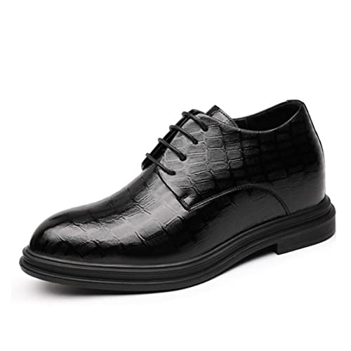 VIBLiSS Unsichtbare, Höhenerhöhende Herrenschuhe Mit Aufzug, Premium-Leder-Business-Schuhe Zum Schnüren, Formelle Oxfords,Black 8cm,41 EU von VIBLiSS