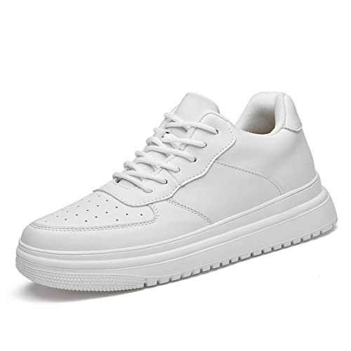 VIBLiSS Herren Unsichtbare Höhenerhöhung Aufzugsschuhe, Schnürlift Walking Trainer Leichte 2,36 Zoll Größere Dating-Schuhe,Weiß,39 EU von VIBLiSS